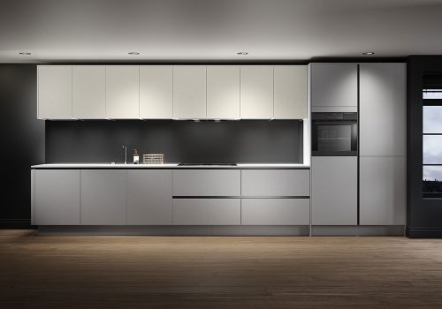 Linear Form Matt-Cobble Grey Porcelain Kitchen Fitted in Swindon